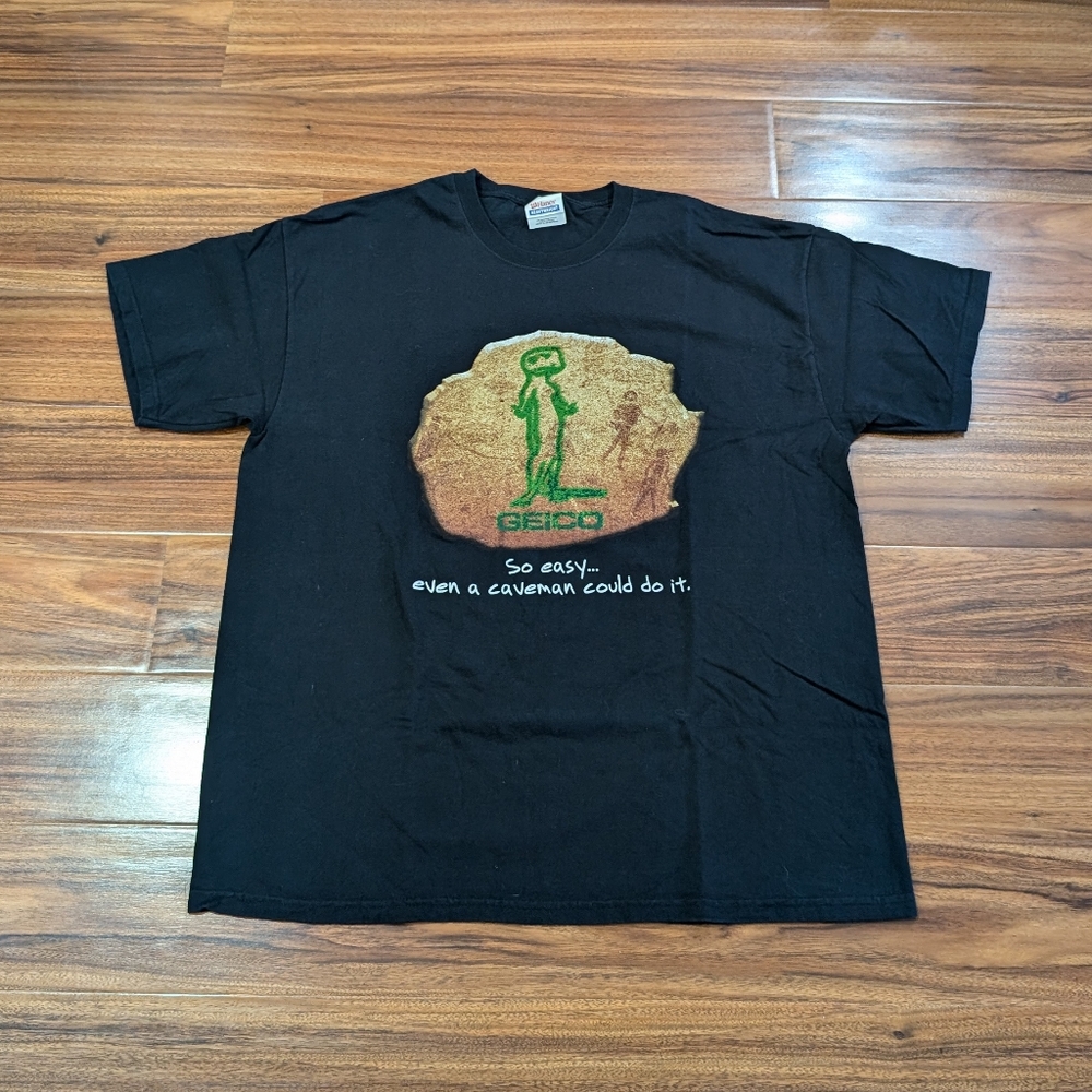 Vintage Geico So Easy Even Caveman Could Do It Shirt SIZE XL Promo Commercial